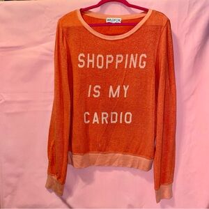 Wildfox Couture Shopping is My Cardio Orange Baggy Beach Jumper Vintage Medium